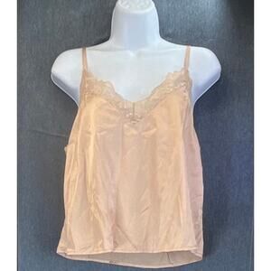 Forever 21 Womens Pink Cream Camisole Lace Trim Sexy Romantic Top